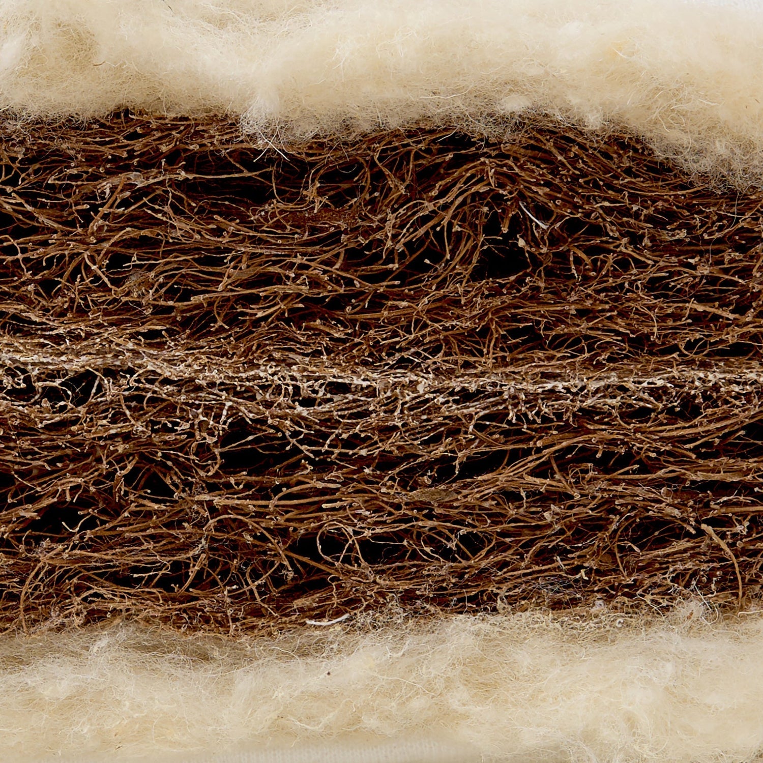 Close up image of a coconut coir mattress filling.