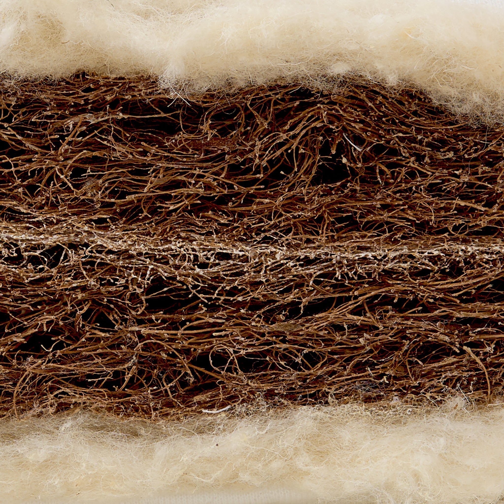 Close up image of a coconut coir mattress filling.