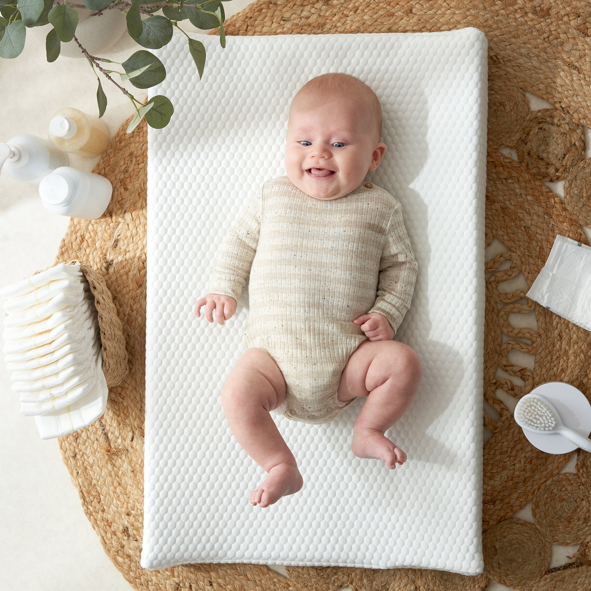 Luxury Anti-Roll Baby Changing Mat - With Soft Fabric Cover - The Tiny Bed Company™