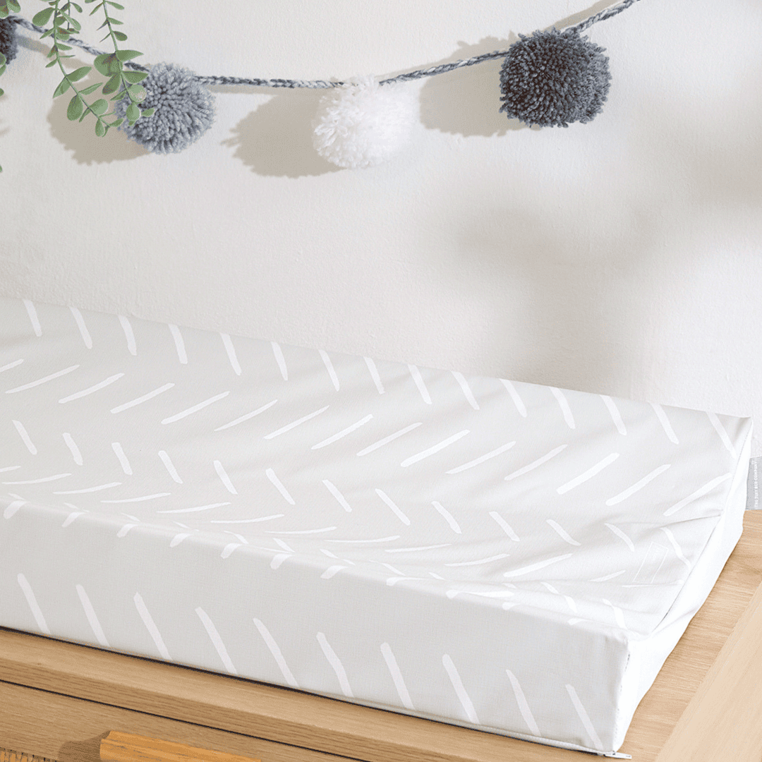 Anti-Roll Changing Mat - Castaway (Sea Salt Grey) - The Tiny Bed Company™