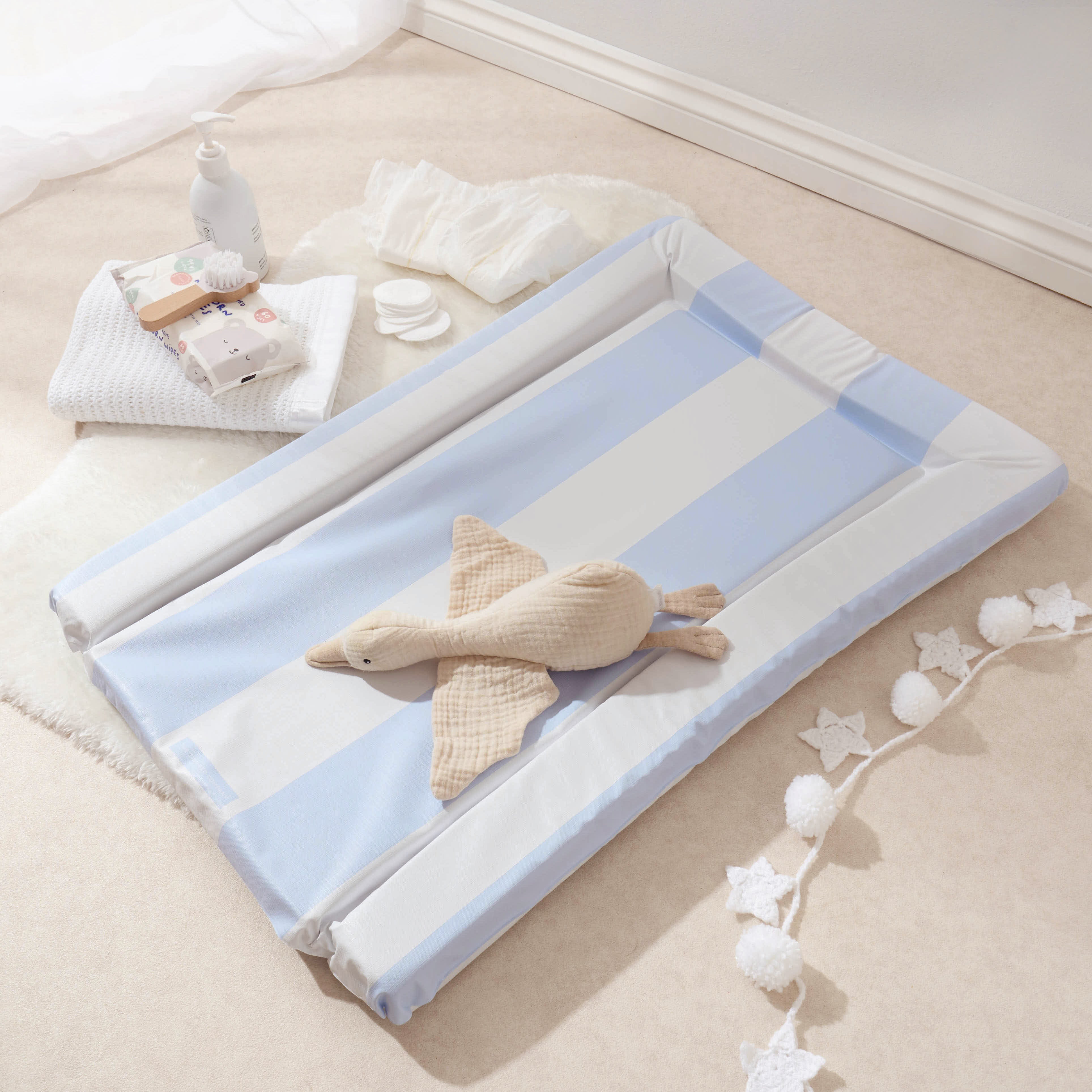Baby Changing Mat Hamptons - Soft Blue - The Tiny Bed Company™