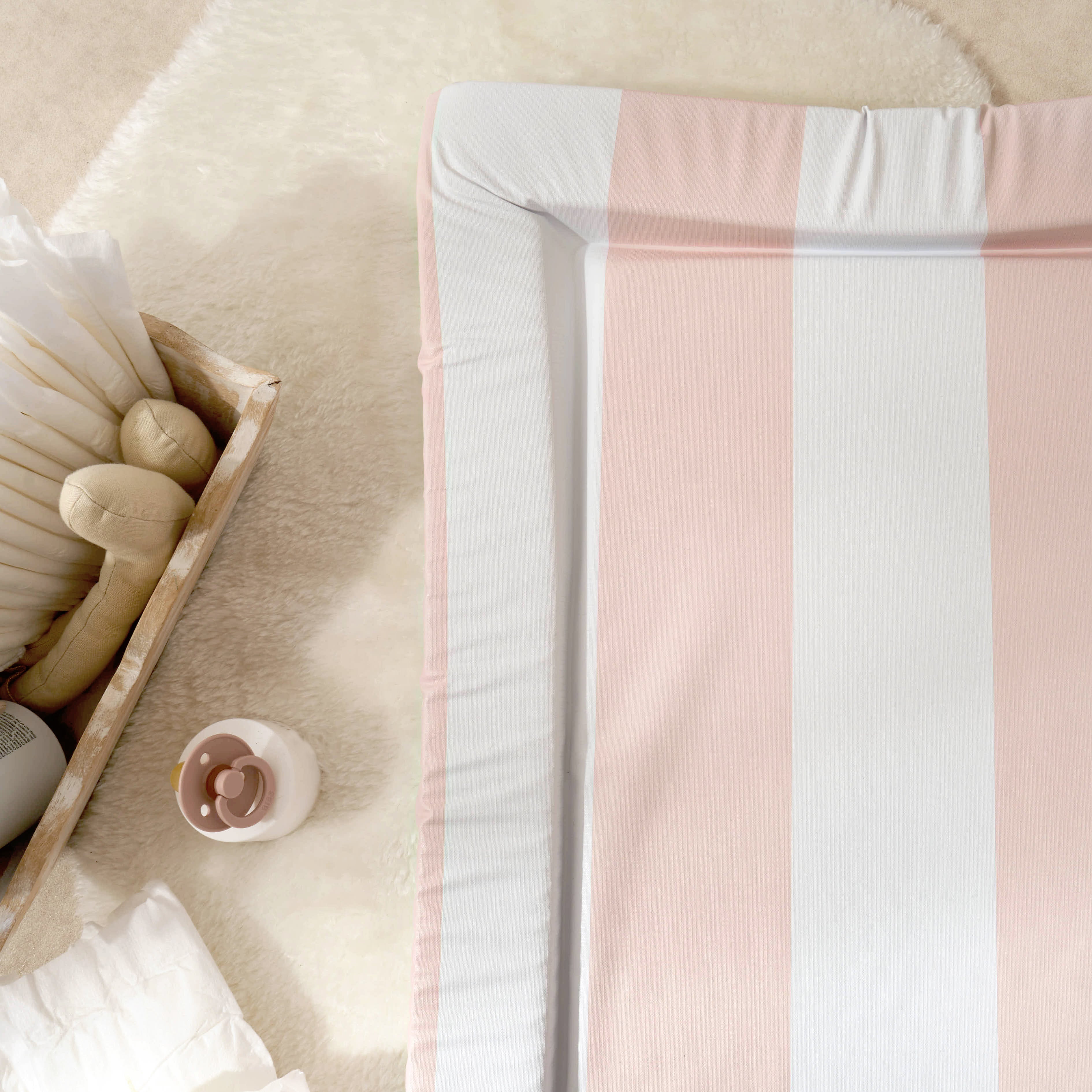 Baby Changing Mat Hamptons - Soft Pink - The Tiny Bed Company™