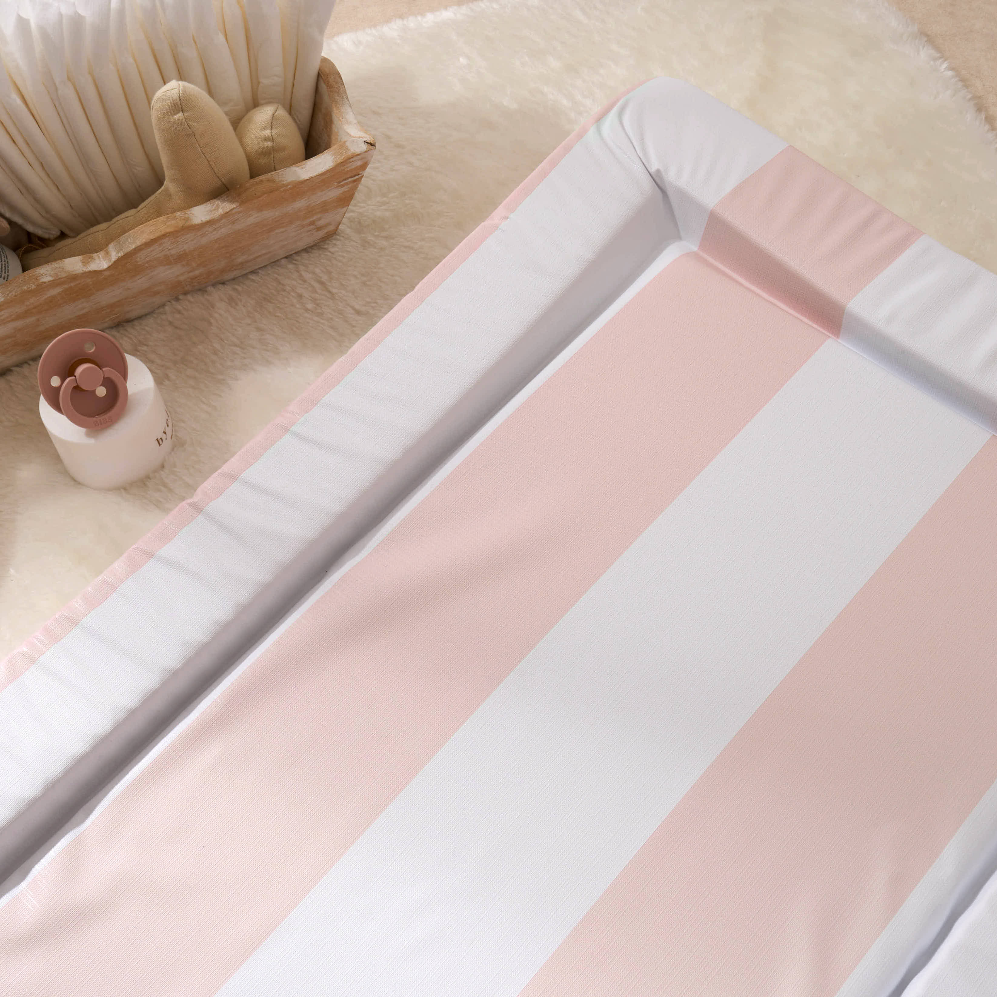 Baby Changing Mat Hamptons - Soft Pink - The Tiny Bed Company™