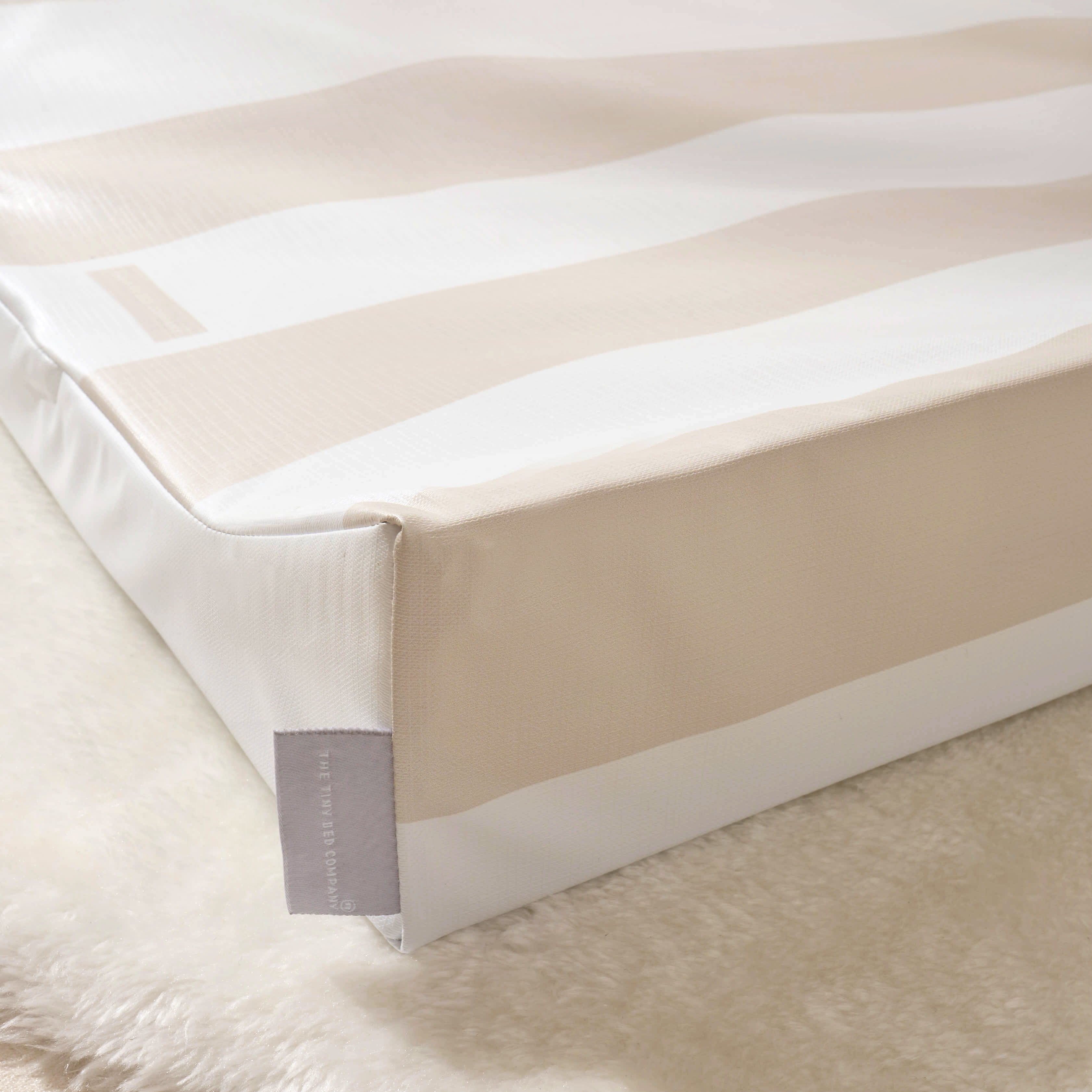 Anti-Roll Changing Mat - Hamptons (Greige) - The Tiny Bed Company™
