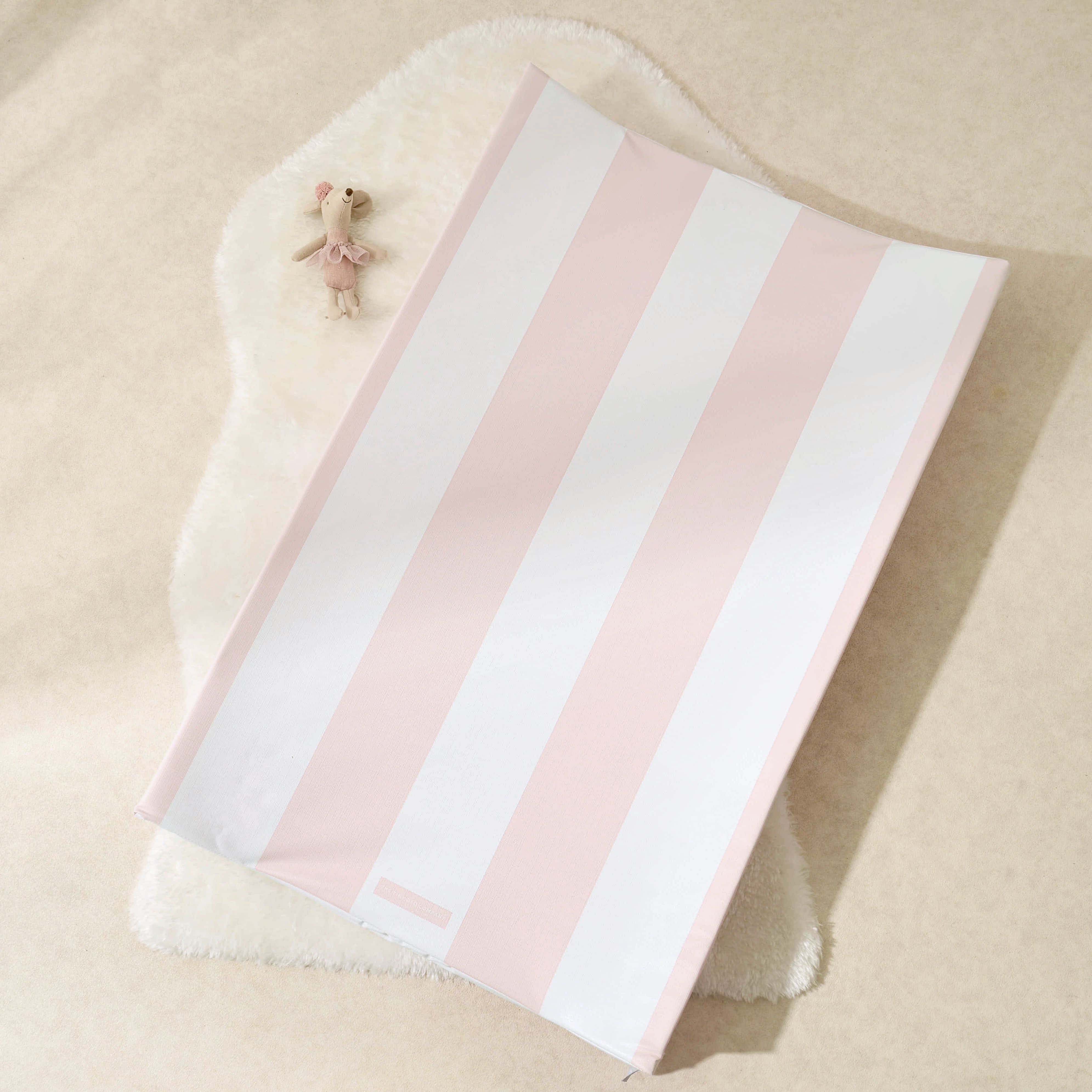 Anti-Roll Changing Mat - Hamptons (Soft Pink) - The Tiny Bed Company™