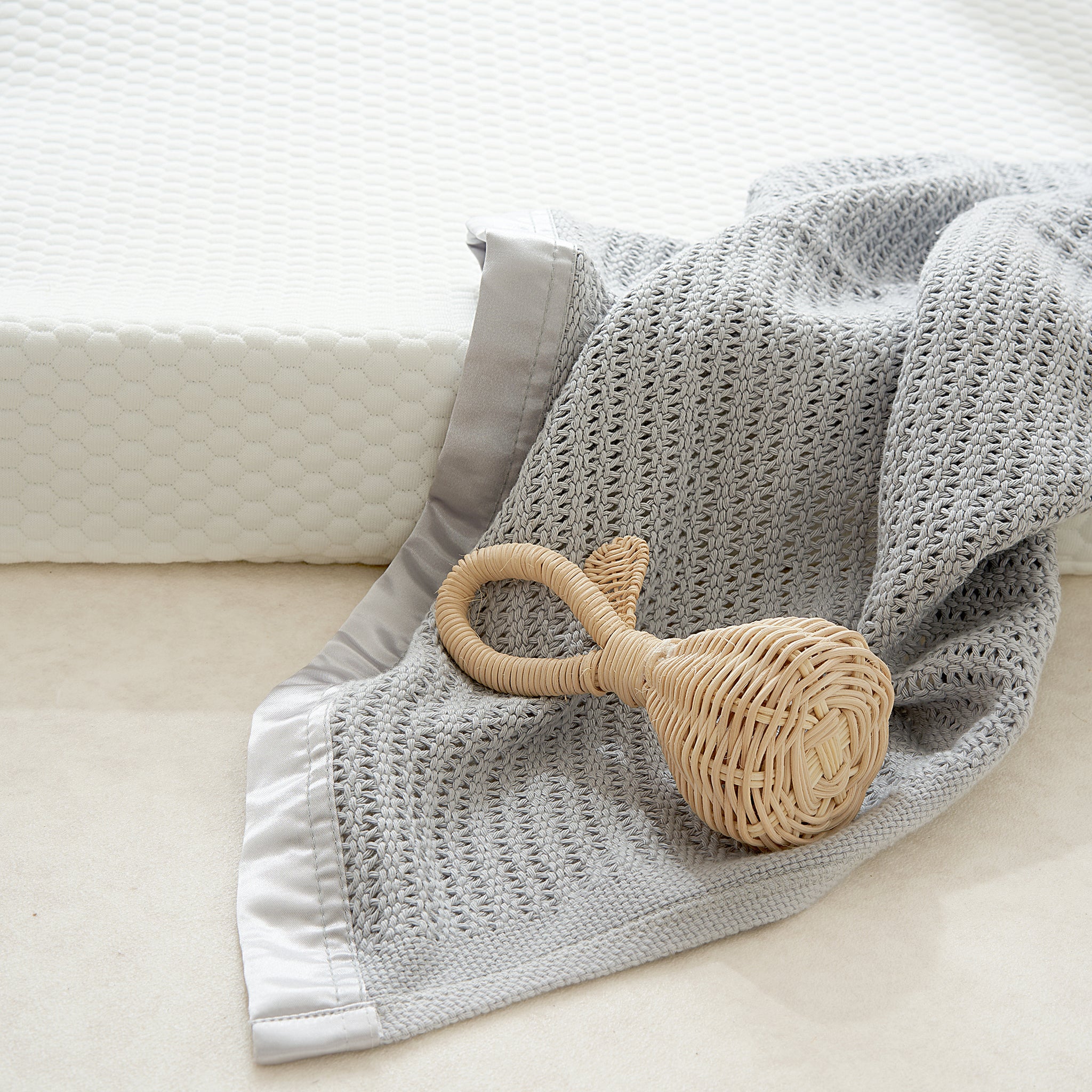 Luxury Organic Baby Blanket with Satin Edging – Grey & Grey - The Tiny Bed Company™