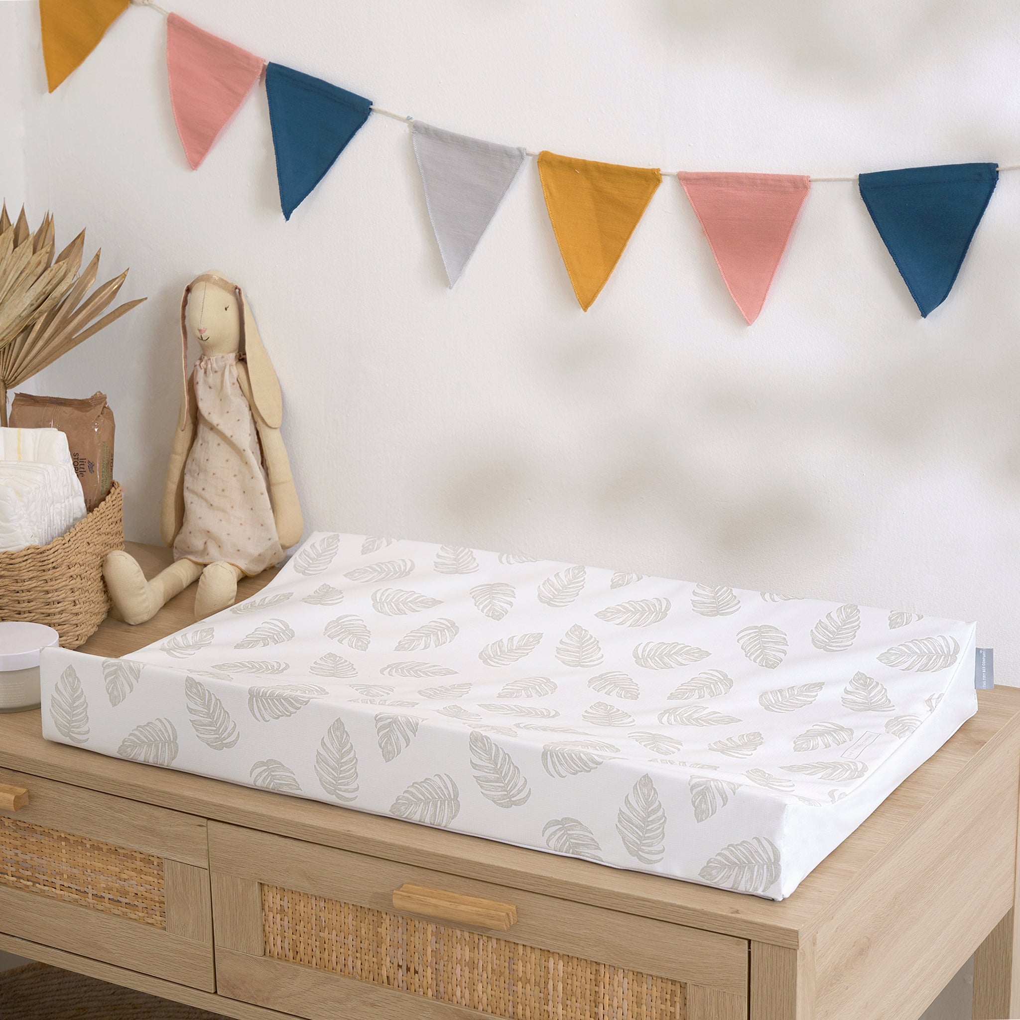 Anti-Roll Changing Mat - Palm Bay (Natural Stone) - The Tiny Bed Company™