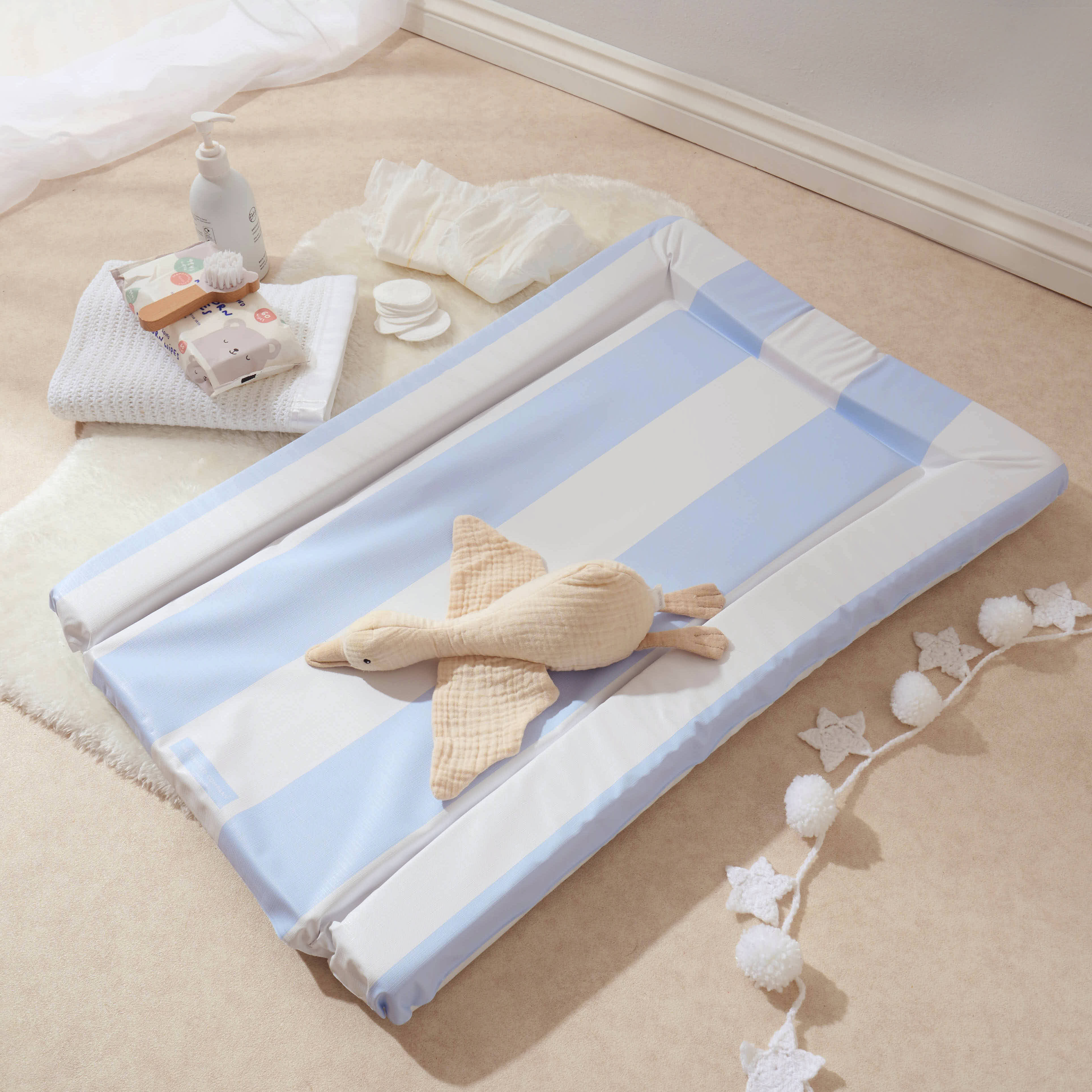 Baby Changing Mat Hamptons - Soft Blue - The Tiny Bed Company™