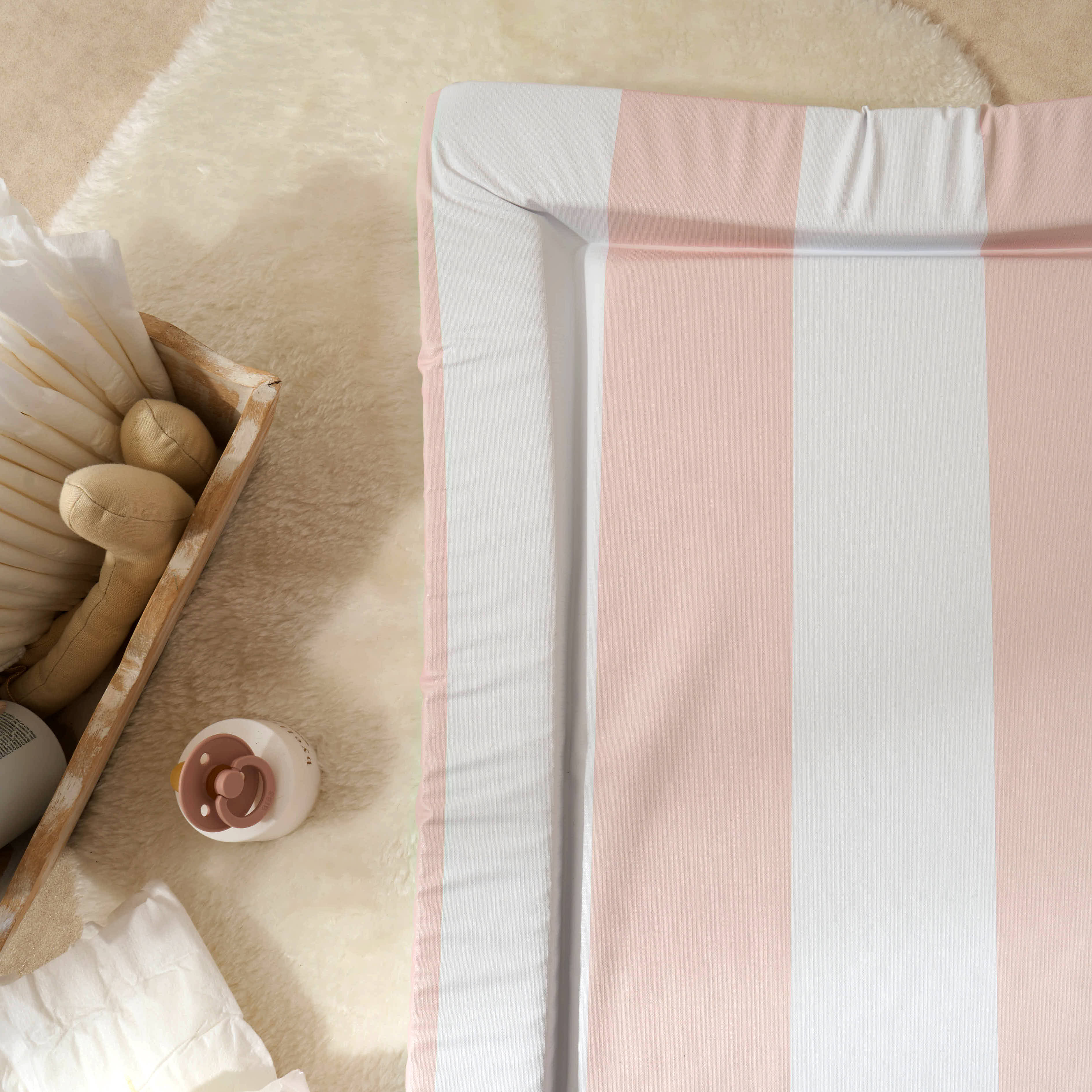 Baby Changing Mat Hamptons - Soft Pink - The Tiny Bed Company™