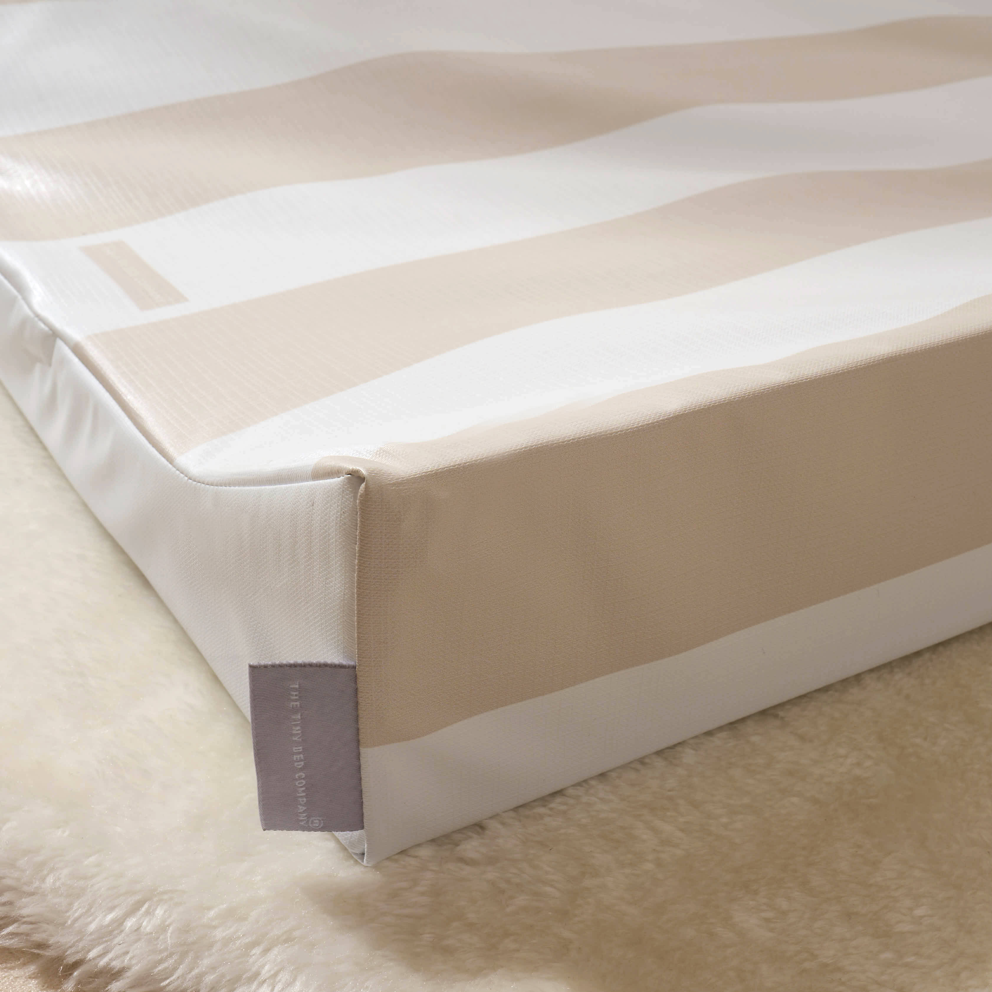 Anti-Roll Changing Mat - Hamptons (Greige) - The Tiny Bed Company™