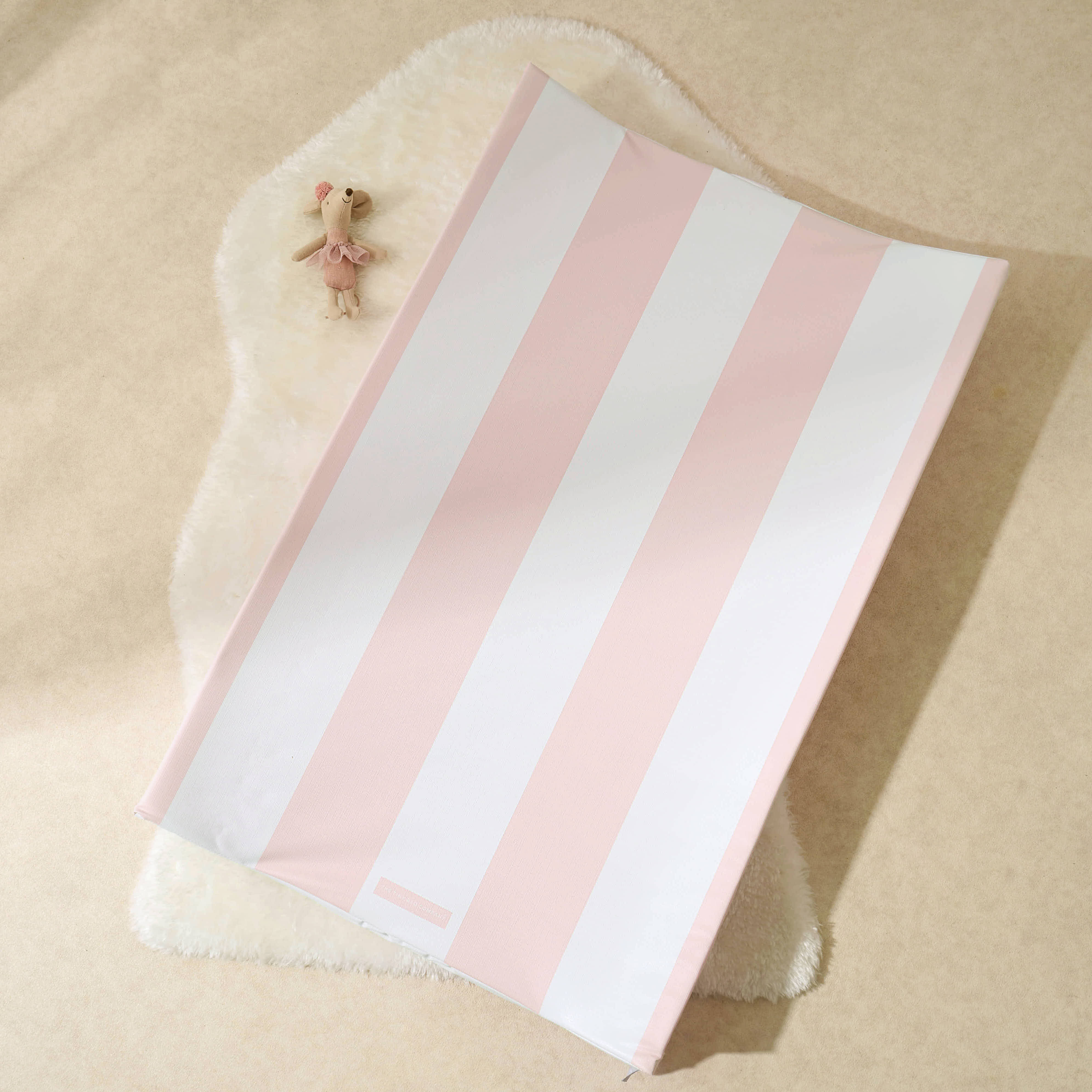 Anti-Roll Changing Mat - Hamptons (Soft Pink) - The Tiny Bed Company™