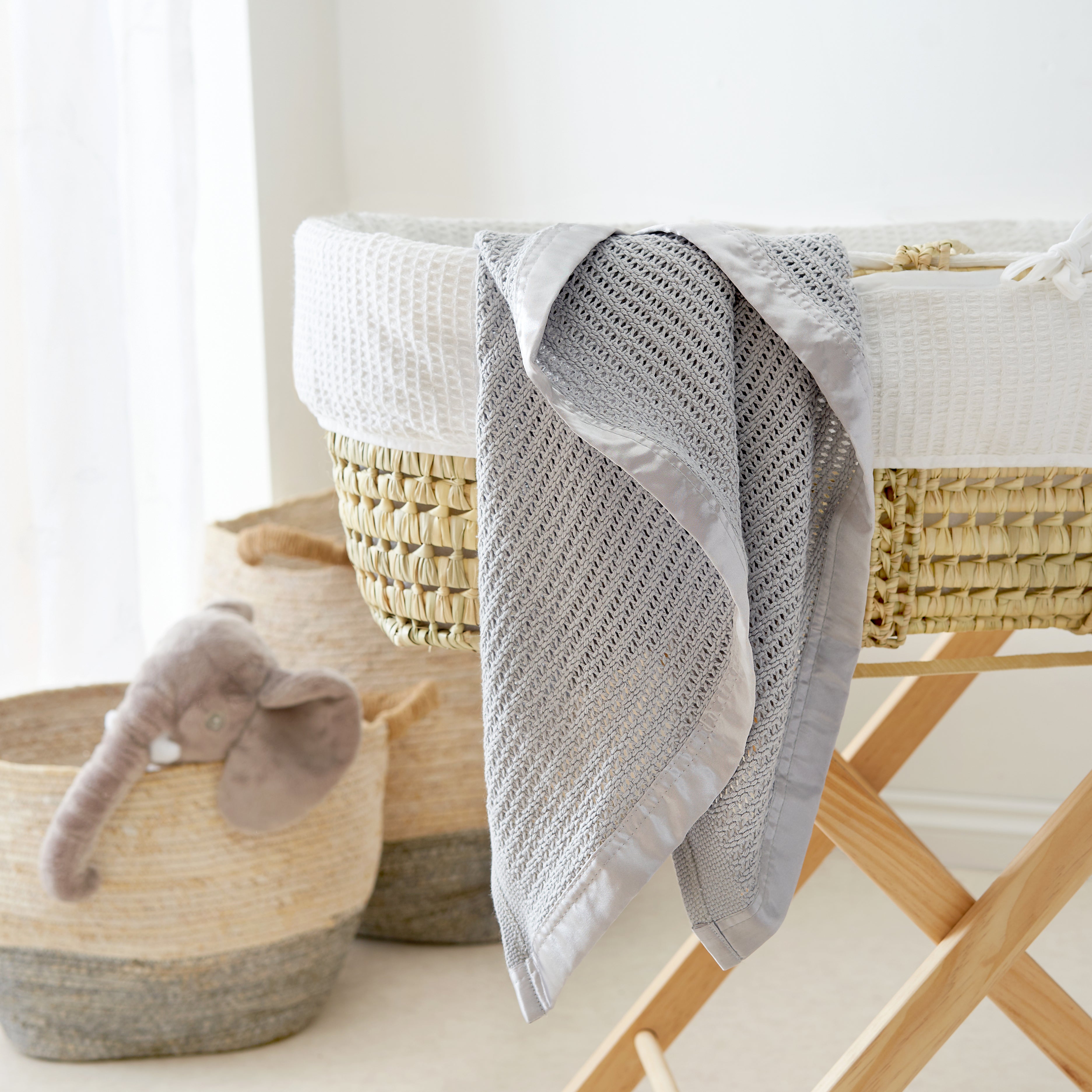 Luxury 100% Organic Satin Edged Blanket - Large (Grey & Grey) - The Tiny Bed Company™