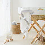 Luxury 100% Organic Satin Edged Baby Blanket - Medium (White & Grey) - The Tiny Bed Company™