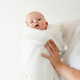 Luxury 100% Organic Satin Edged Blanket - Large (White & Grey) - The Tiny Bed Company™