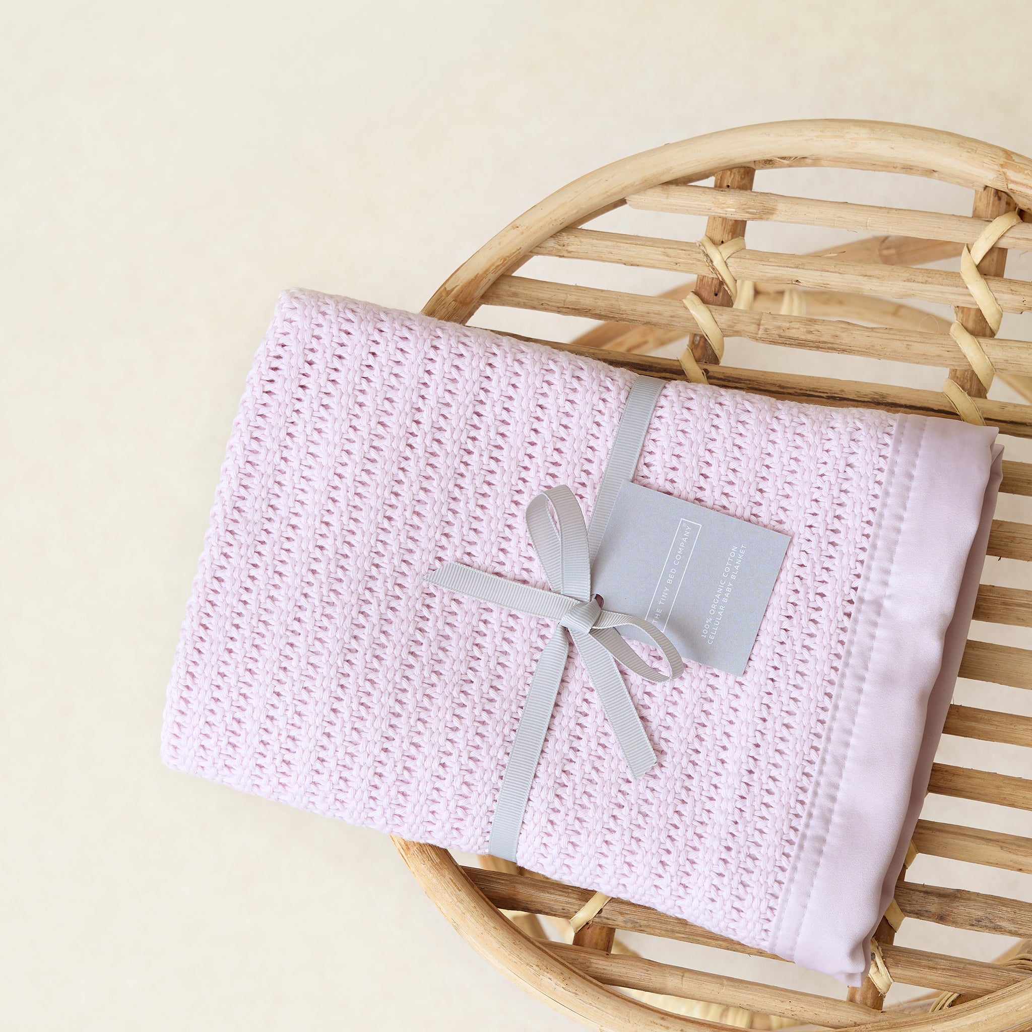 Luxury 100% Organic Satin Edged Baby Blanket - Medium (White & Blue) - The Tiny Bed Company™
