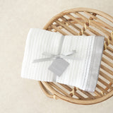 Luxury 100% Organic Satin Edged Blanket - Large (White & Grey) - The Tiny Bed Company™