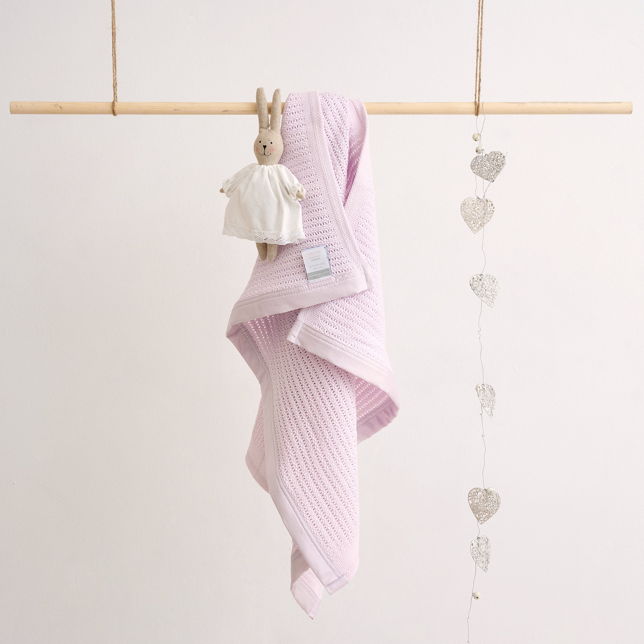 Luxury 100% Organic Satin Edged Baby Blanket - Medium (Dusty Pink) - The Tiny Bed Company™