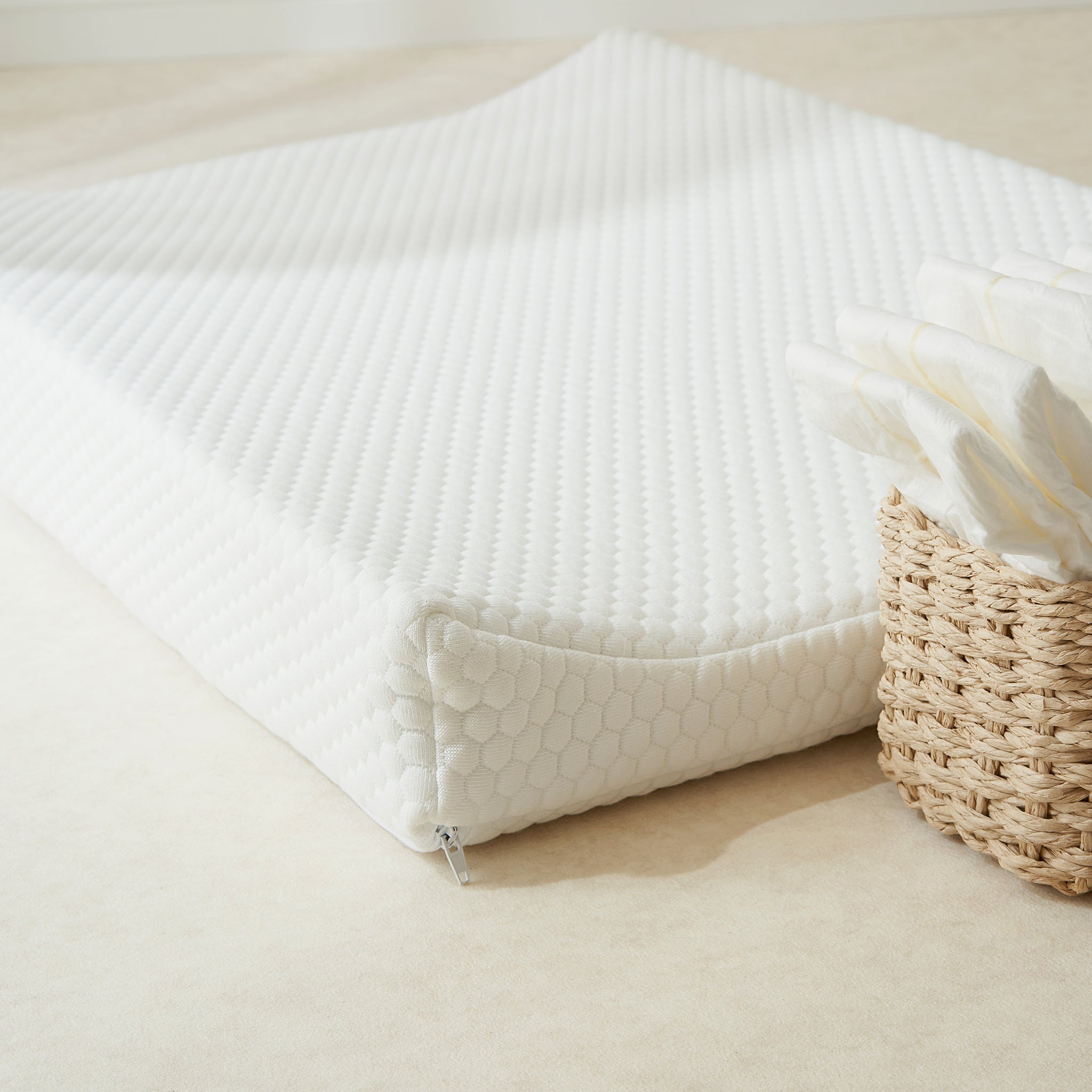 Luxury White Fabric Anti-Roll Changing Mat - The Tiny Bed Company™