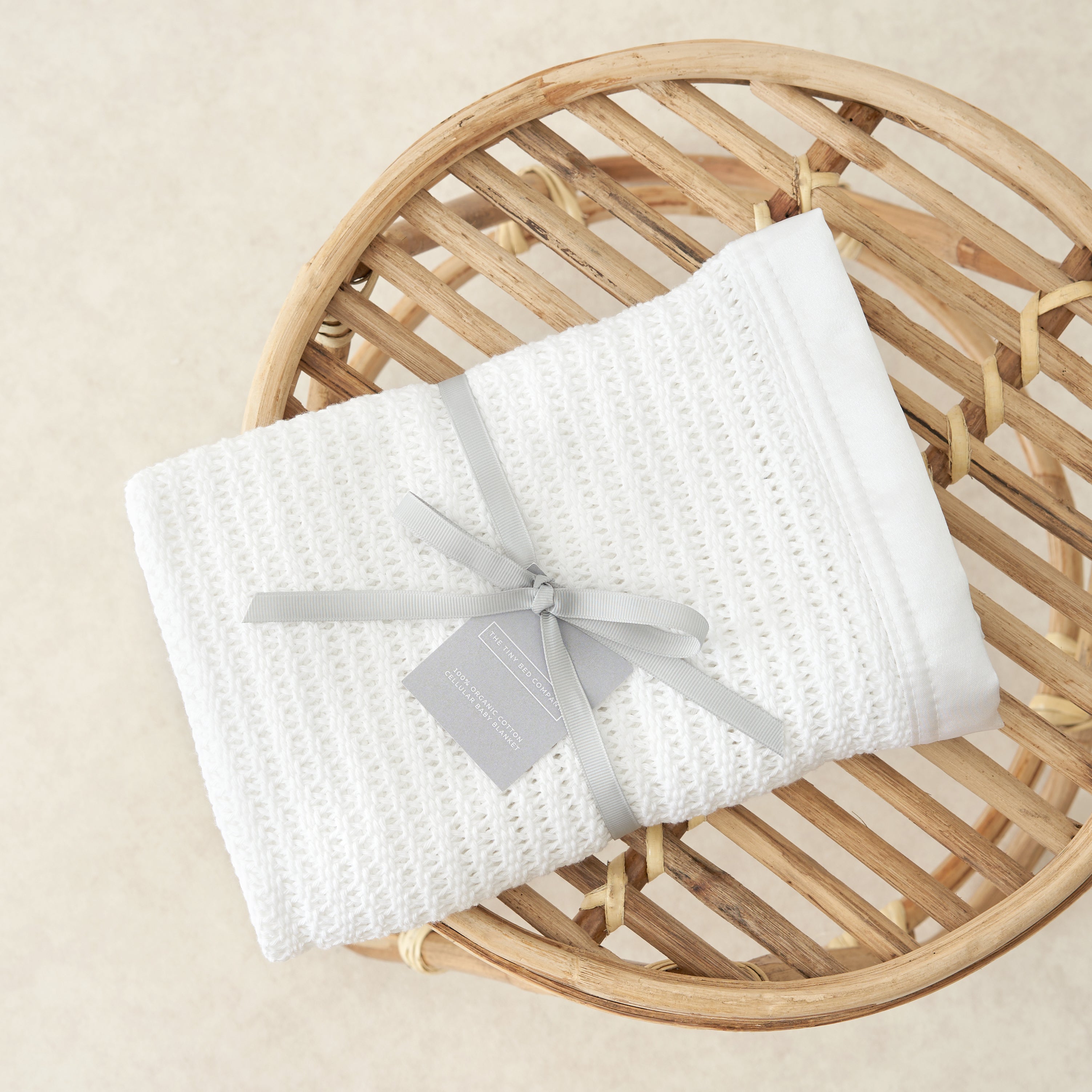 Luxury 100% Organic Satin Edged Baby Blanket - Medium (White & White) - The Tiny Bed Company™