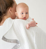Luxury 100% Organic Satin Edged Blanket - Large (White & Grey) - The Tiny Bed Company™