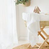 Luxury 100% Organic Satin Edged Baby Blanket - Large (White & White)